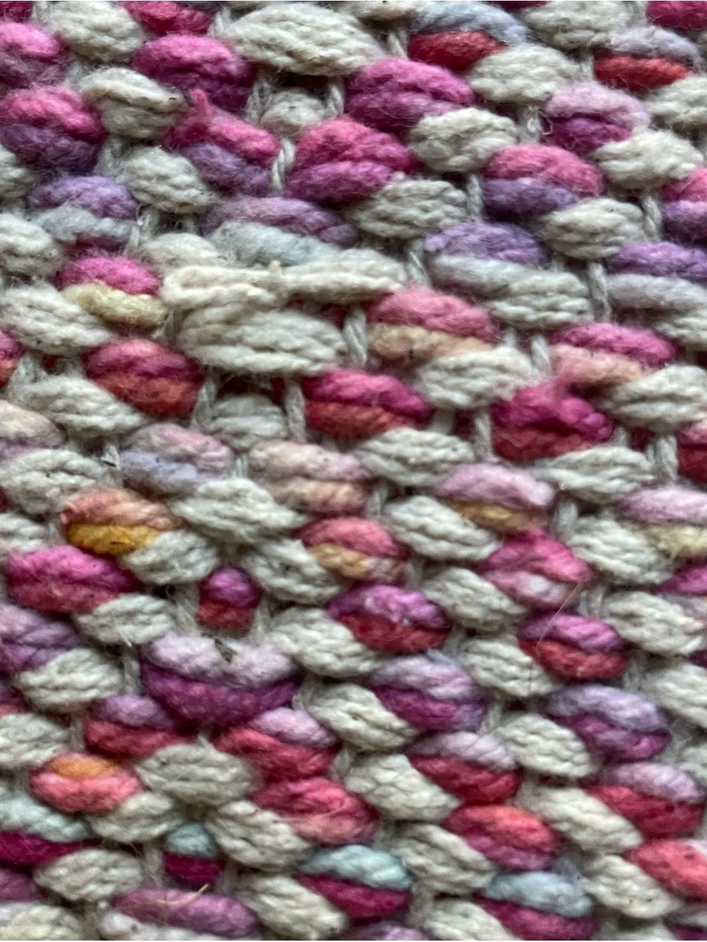 Pouf Baby Pink, Cream & Peach Braided Accent Pouf